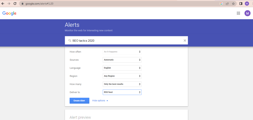 Optimize Google Alerts